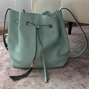 kate spade Mint Green Pebbled Leather Drawstring Bucket Bag